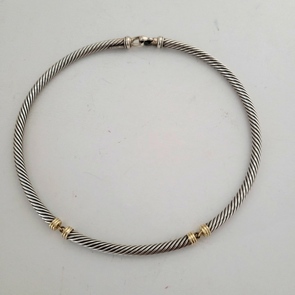 David Yurman Metro Cable Station Collar Necklace